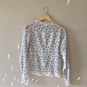 transparent floral long sleeve top
